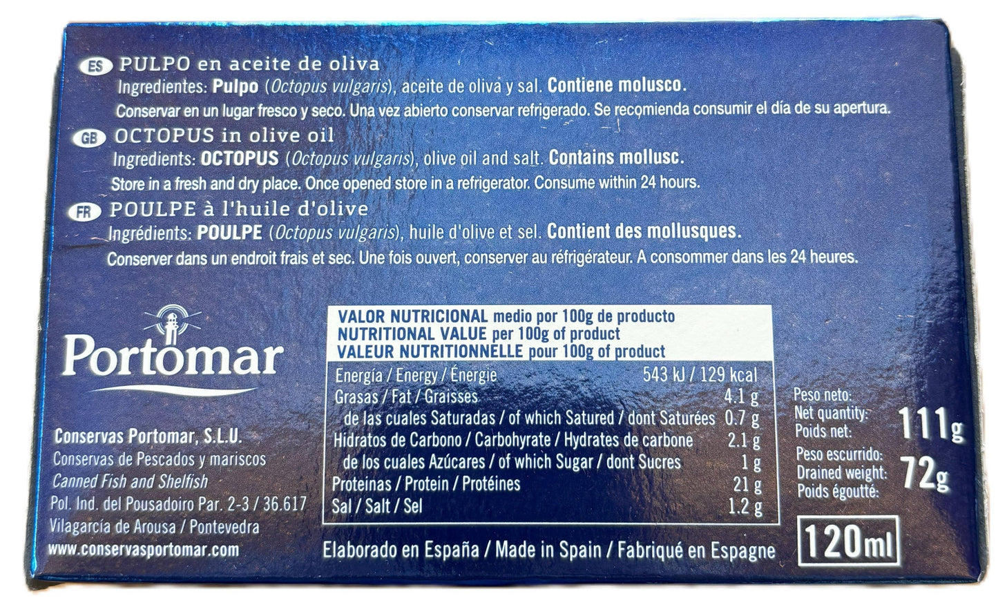 Confettura di polpo con olio d'oliva - 111g - Poromar - Drugstore Napoli