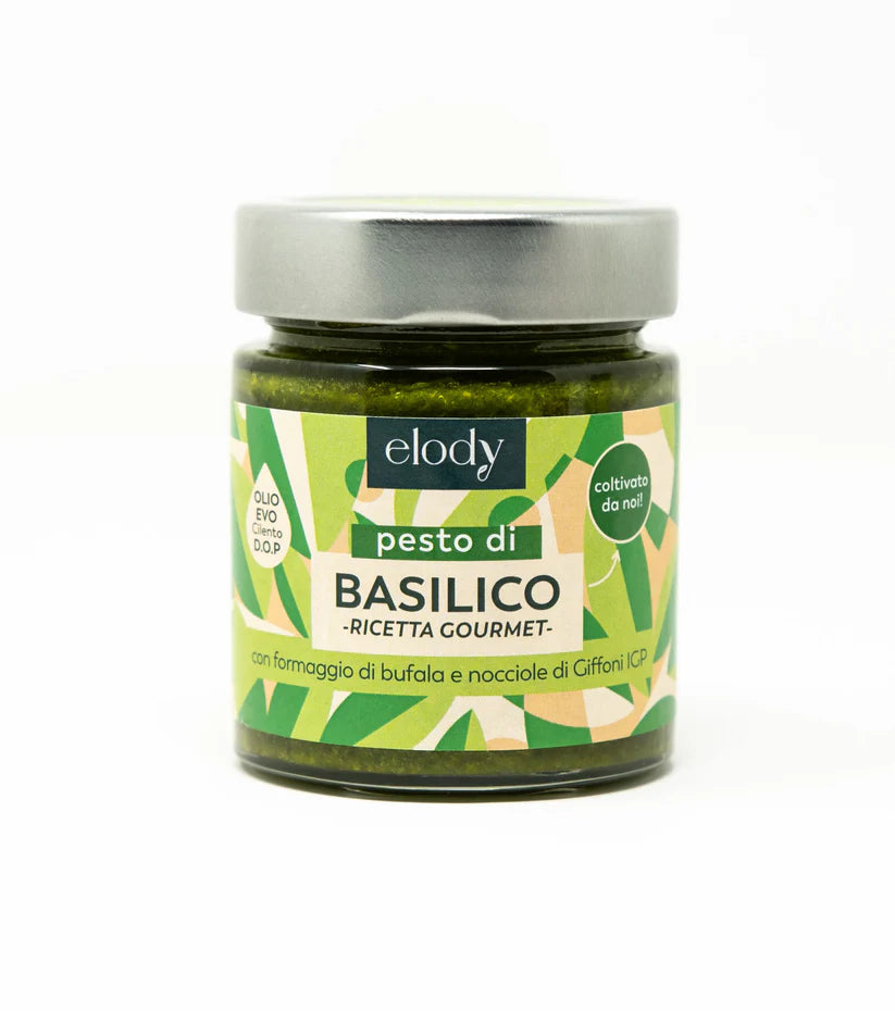 Pesto Gourmet de Albahaca con Mozzarella de Búfala y Avellanas Giffoni - 130g - Elody