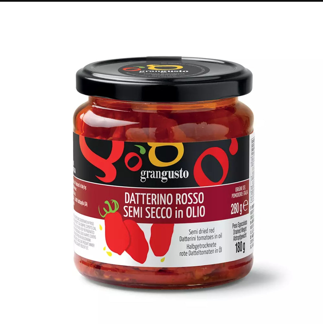 Tomates Datterini Rojos Semisecos en Aceite GranGusto - Finagricola - 280g