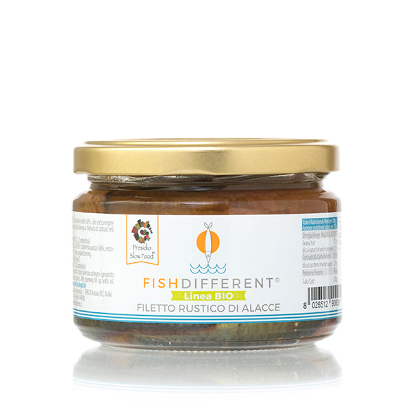 FILETTO RUSTICO di ALACCE in olio EVO linea BIO - Presidio Slow Food - 500 g - Fish Different