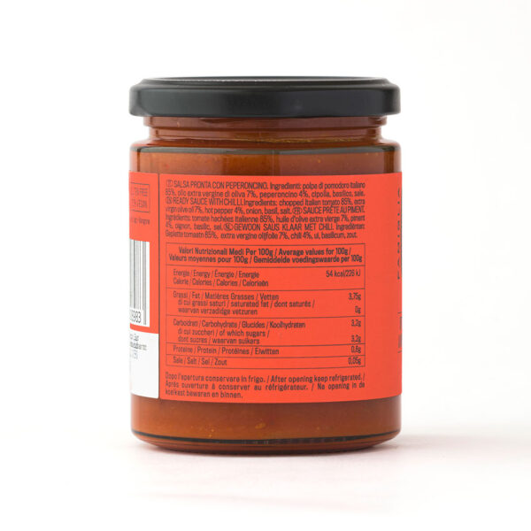 Salsa preparada con chile calabrés y aceite de oliva virgen extra - Crispino - Salsa vegana preparada - 270 g/314 ml