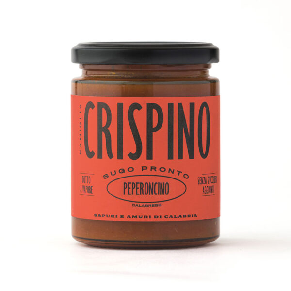 Salsa preparada con chile calabrés y aceite de oliva virgen extra - Crispino - Salsa vegana preparada - 270 g/314 ml