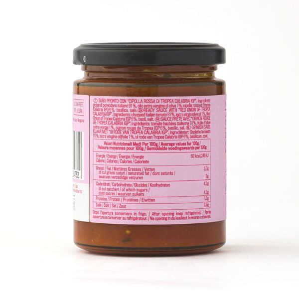 Salsa preparada con Cebolla de Tropea IGP Calabria ACEITE DE OLIVA - Crispino - SALSA VEGANA PREPARADA - 270 g/314 ml