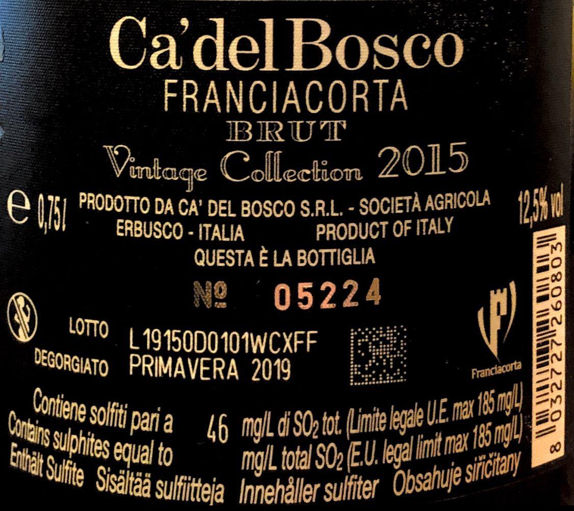 Spumante Ca' del Bosco BRUT 2015 - 750ml. 12.5% vol. - Drugstore Napoli