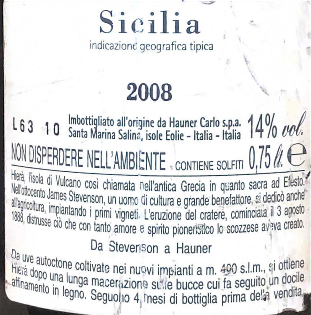 Vino Rosso - Hauner Hierà 2008 - 750ml 14% vol. - Drugstore Napoli