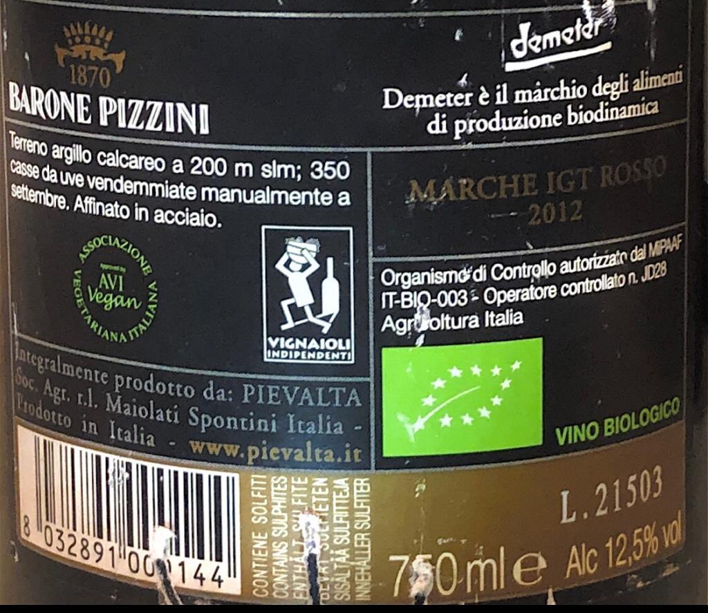 Vino Rosso - Marche Montepulciano IGT 2012 Pievalta - 750ml. 12.5% vol. - Drugstore Napoli