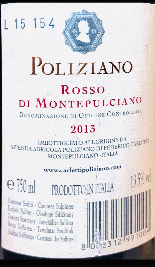Vino Rosso - Rosso di Montepulciano DOC 2013 Poliziano - 750ml. 13.5% vol. - Drugstore Napoli