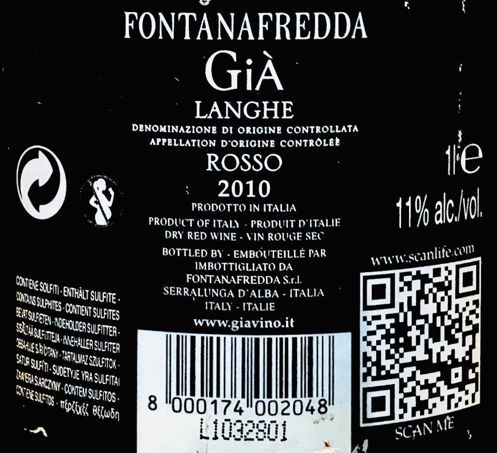 Vino Rosso - Langhe DOC Rosso " Gia " 2010 - 1000ml 11%vol. - Drugstore Napoli