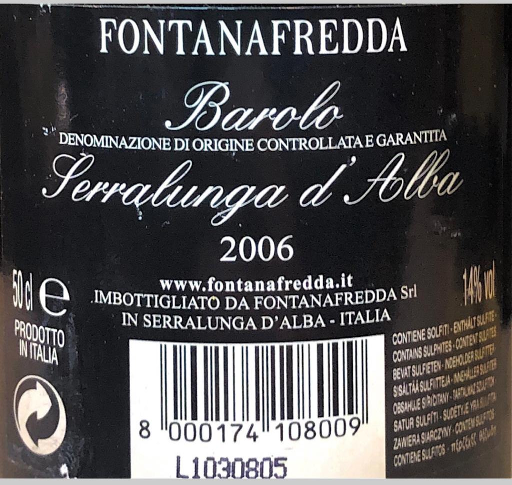 Vino Rosso - Fontanafredda Barolo 2006 - 500ml 14%vol. - Drugstore Napoli