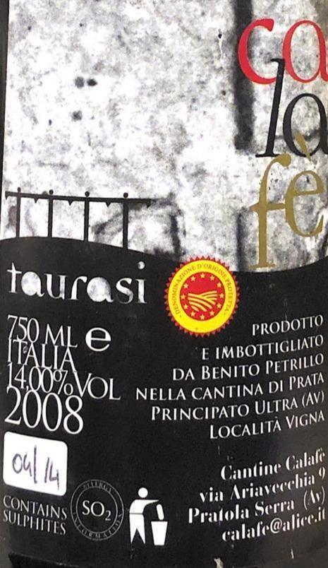 Taurasi DOCG 2008 - Cantine Calafè - Drugstore Napoli