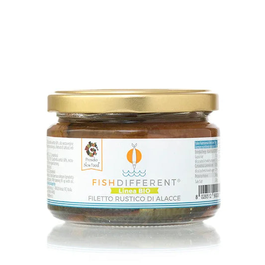 FILETTO RUSTICO di ALACCE in olio EVO linea BIO - Presidio Slow Food - 500 g - Fish Different - Drugstore Napoli