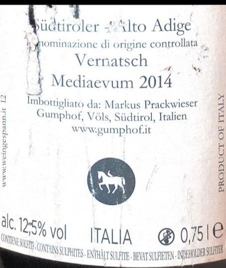 Vino Rosso - Markus Prackwieser alto adige 2014 - 750ml. 12.5% vol - Drugstore Napoli