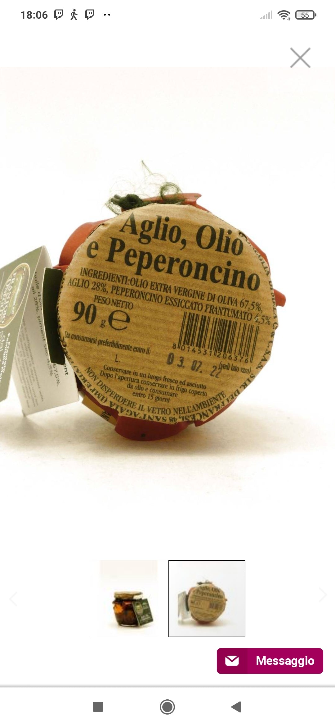Aglio Olio e Peperoncino 90g - Frantoio di Sant’Agata d’Oneglia