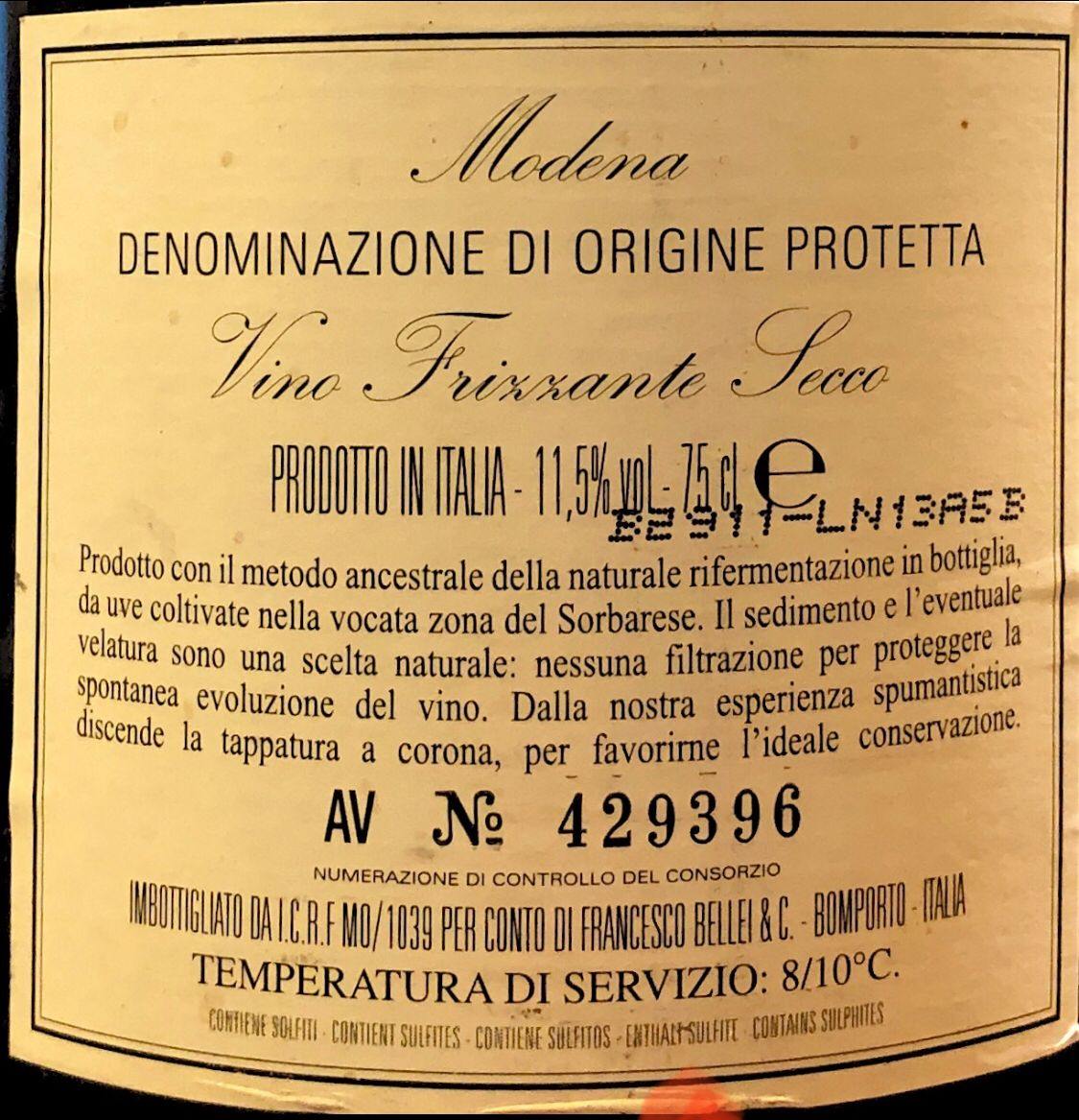 Vino Rosso - francesco bellei e rifermentazione ancestrale 2010 - 750ml. 11.5% vol. - Drugstore Napoli