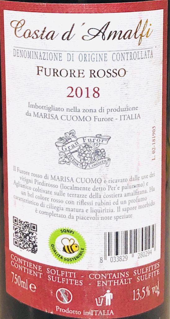 Vino Rosso - Costa d'Amalfi DOC Furore 2018 Marisa Cuomo - 750ml. 13.5%vol. - Drugstore Napoli