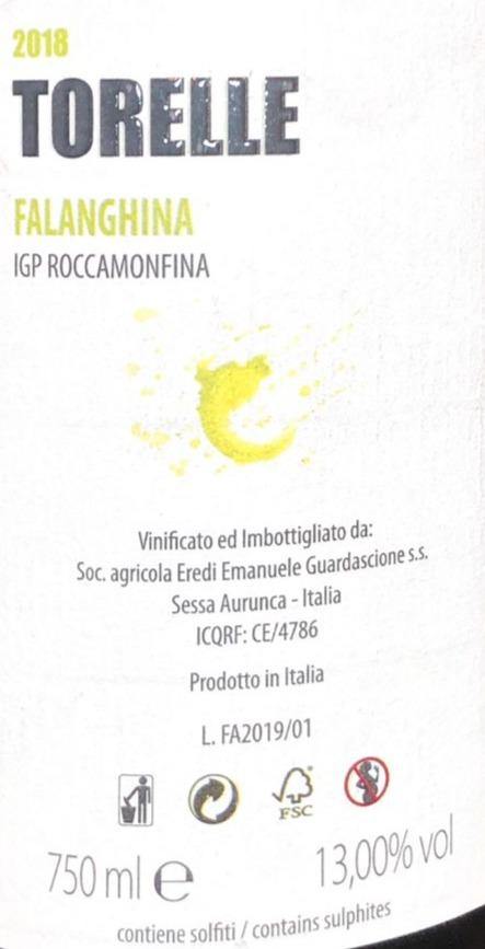 Vino Bianco - Falanghina Roccamonfina Igp - Le Torelle 2018! - 750ml. 13% vol. - Drugstore Napoli