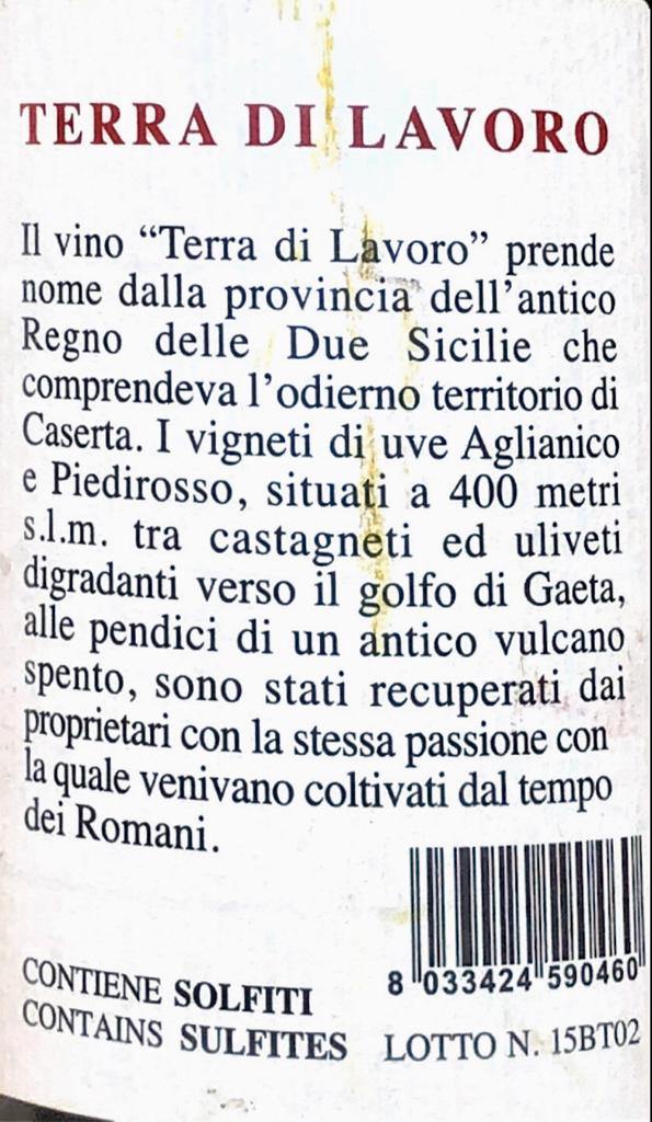 Vino Rosso - Terra Di Lavoro 2015 - IGT Roccamonfina - Galardi - 750ml. 13.5% vol. - Drugstore Napoli