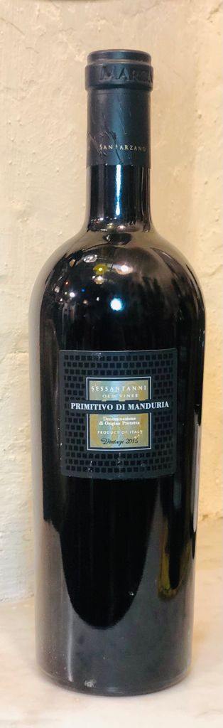 Vino Rosso - Primitivo di Manduria Vintage 2015 - 750 ml. 14.5% vol. - Drugstore Napoli