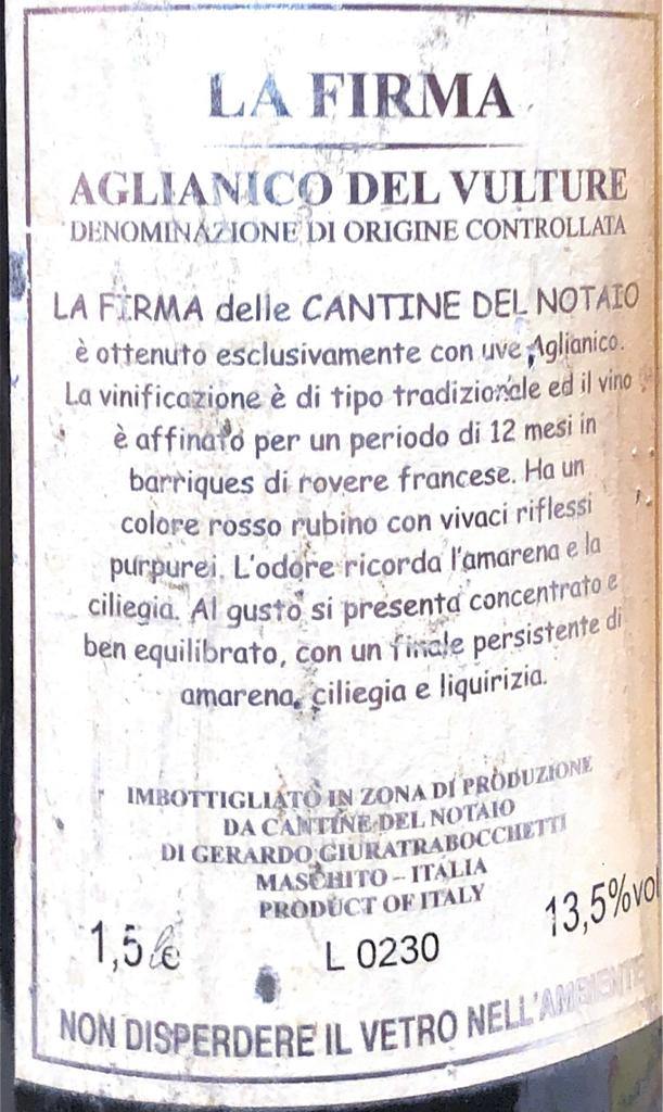 Vino Rosso - Cantine del Notaio "La Firma 2000" - 1500ml. 13.5%vol. - Drugstore Napoli