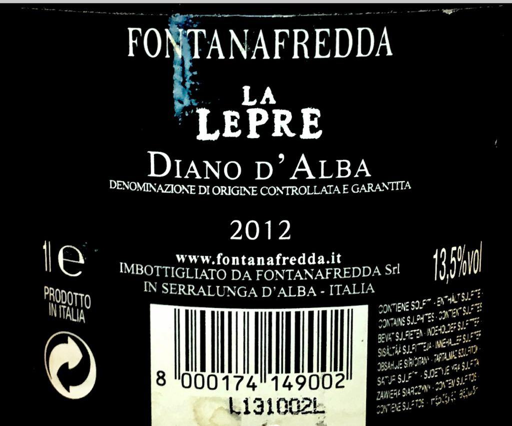 Vino Rosso - " La lepre " Fontana fredda 2012 - 1000ml. 13.5%vol. - Drugstore Napoli
