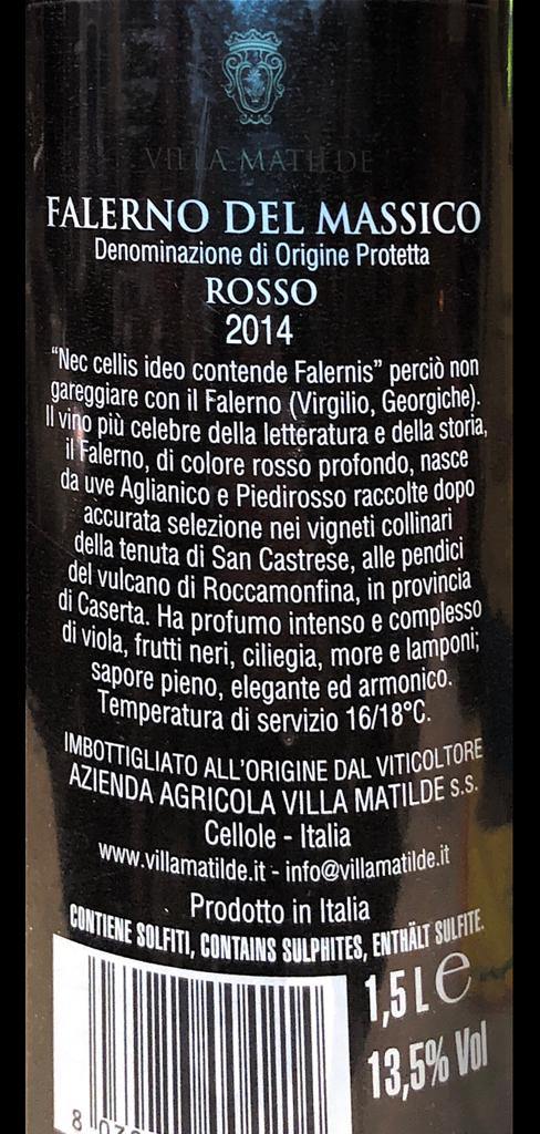 Vino Rosso - Falerno del Massico Rosso DOC 2014 Villa Matilde - 1500ml. 13.5%vol. - Drugstore Napoli