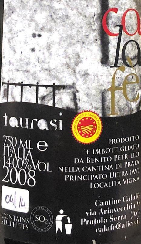 Vino Rosso - Taurasi 2008 DOCG  Calafè - 750ml. 14% vol. - Drugstore Napoli